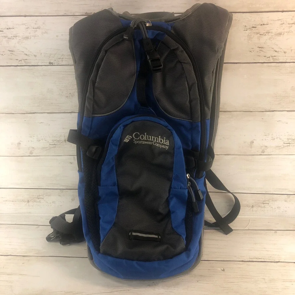 Columbia Sportswear Blue Grey Hydration Backpack Hiking Trail Daypack Adjustable